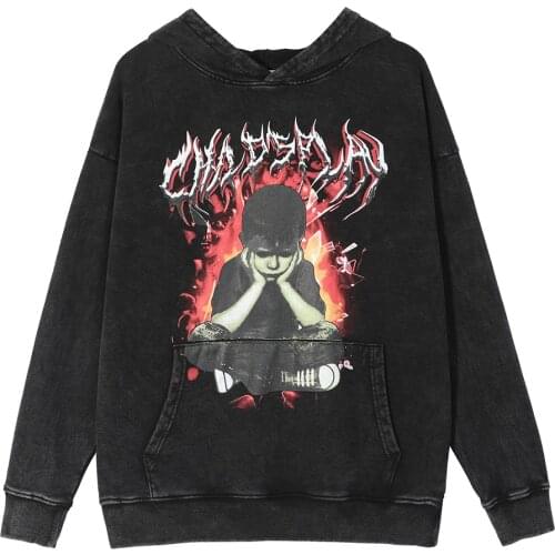 Harajuku Hoodie Men 2021 Autumn 100% Cotton Hip Hop Streetwear Punk Washed Loose Pullover Hooded Sweatshirt for Men Women Couple