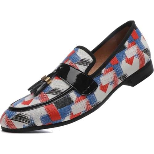 XQWFH Red tassel shoes Prom Mens Casual dress loafers shoes Moccasins Formal Flats shoes slip on Business formal Party