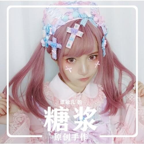 Lolita Sweet Pink Blue Purple Nurse Hat Barrettes Japanese Macaron Cute Bowknot Hairpin Kawaii Candy Color Hair Clip Cosplay