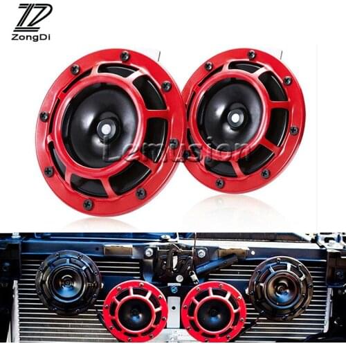 ZD 1Pair Car Horn Red Electric Blast Tone Horn Kit car-styling For BMW E46 E39 E90 Audi a3 a6 VW polo Lada Mazda 3 6 Accessories