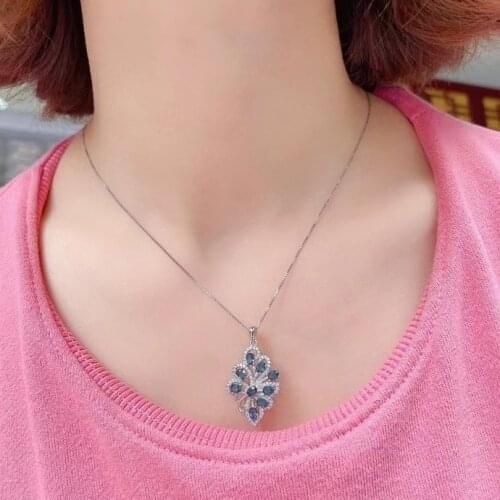Sterling Silver Topaz Pendant for Women 3mm*4mm Natural London Blue Topaz Necklace Pendant 925 Silver Topaz Jewelry