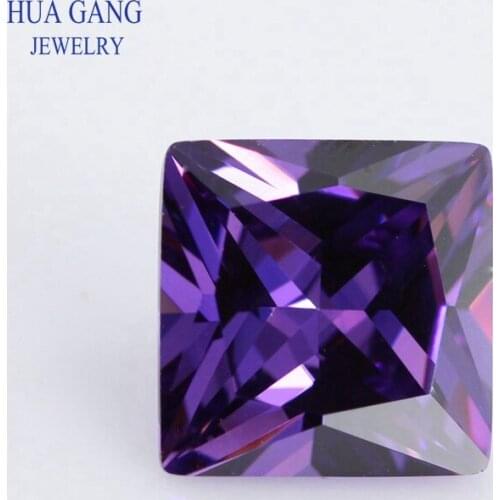 1.5x1.5~14x14mm 5A Purple Square Shape Princess Cut CZ Stone Synthetic Gems Cubic Zirconia For Jewelry