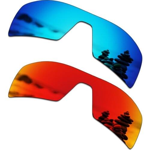 SmartVLT 2 PCS Polarized Sunglasses Replacement Lenses for Oakley Oil Rig Ice Blue and Fire Red