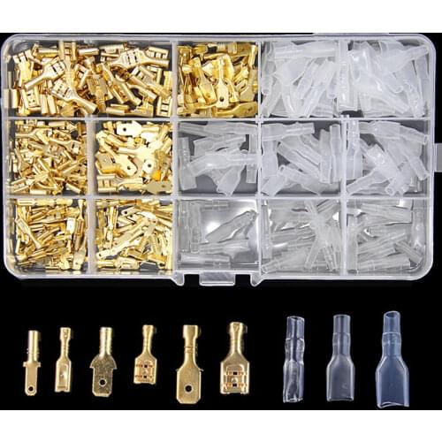 270Pcs 2.8mm 4.8mm 6.3mm Plug Spring Female Male Spade Cold Crimp Terminals Connector Car Speaker Electrical Wire Connectors Set