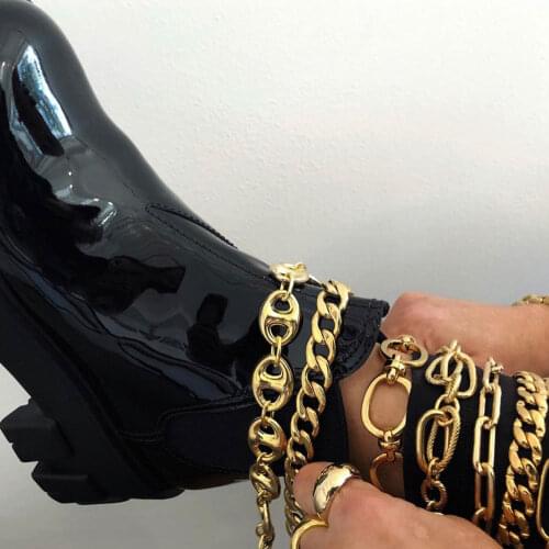 4Pcs/Lot Chunky Chain Shoes Accessories For high Heels Shoes Laces Bundle No Tie Lace Anti-skid Straps Band Shoe Decoration