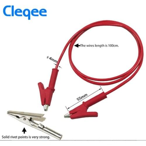 5pcs Cleqee P1024 Double-ended Clips Cable Alligator Testing Probe Lead Wire 100CM 5 colours 15A