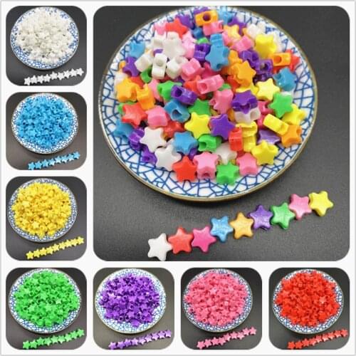50pcs 10mm Colorful Acrylic Beads Stars Shape Acrylic Spacer Beads For Jewelry Making DIY Charms Bracelets Necklac Accessories