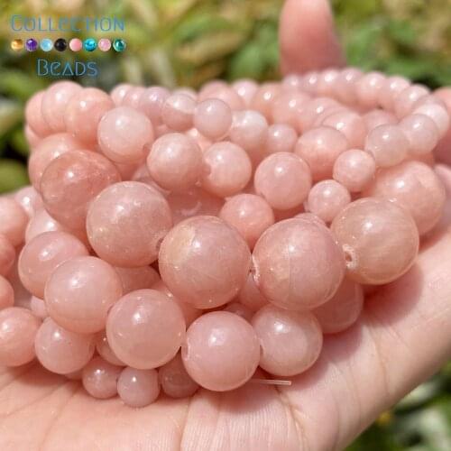 6/8/10/12mm Natural Stone Light Pink ​Angelite Jades Round Spacer Loose Beads For Jewelry Making DIY Bracelets Accessories 15