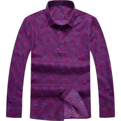 8XL 6XL 5XL autumn Men Shirt Male Dress Shirts Mens Fashion Casual Long Sleeve Business Formal Shirt social masculina print