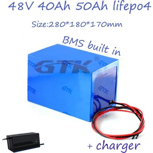 48V 40Ah 50Ah lifepo4 battery 80A BMS for electric bike bicycle surf board scooter tricycles 1000W 1500W 2000W motor +5A charger