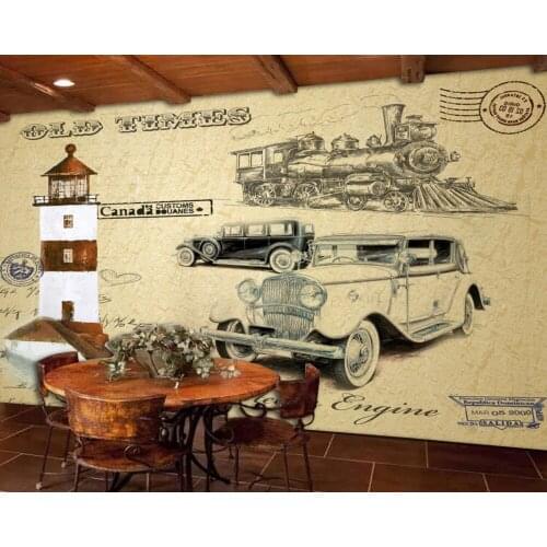 Free Shipping Photo Wallpapers Custom 3d Mural Retro Vintage Restaurant Background Wall Painting Cafe Bar Decoration Wallpaper