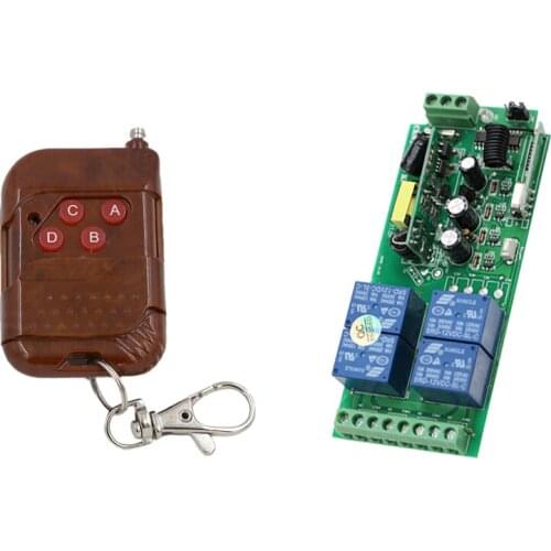 Wireless Remote Control Switch System AC 85V 110V 220V 250V RF 4 Relay 100M Wide Voltage Multi-Function For Smart Home Light