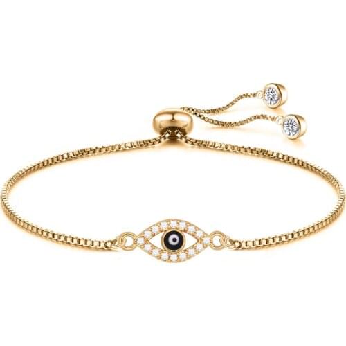 AAA White Cubic Zirconia Black Evil Eye Charm Bracelet Women Girl Small Elegant Copper CZ Luck Eye Red String Chain Jewelry Gift