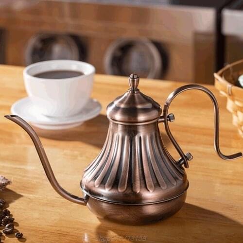 Bronze Coffee Over Drip Pot Fine Mouth Coffee Pot Long Gooseneck Spout Bronze 304 Stainless Steel DIY Coffe D26 20 Dropshipping