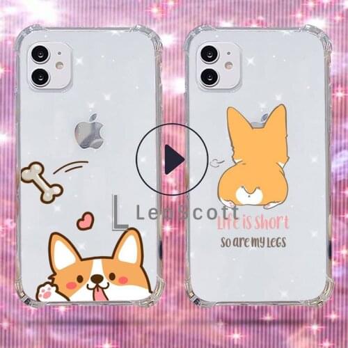 Corgi dog Cute cartoon animal Phone Case For iphone 6 7 8 12 11 pro Max Mini plus X XR XS Samsung S10 9 7 8 Plus Soft Cover