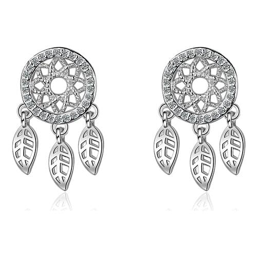 Fanqieliu Retro Trendy Element Dreamcatcher Earring Studs 925 Sterling Silver Earrings Crystal Stud Earrings For Women QL20184