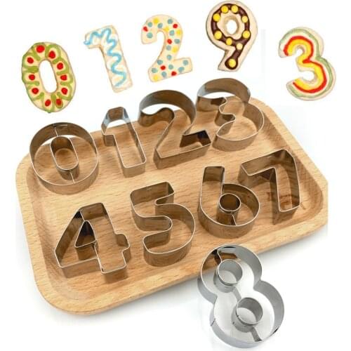 9 Pcs 0-8 Number Shape Cookie Biscuit Cutter Mould Stainless Steel Baking Mold J2Y