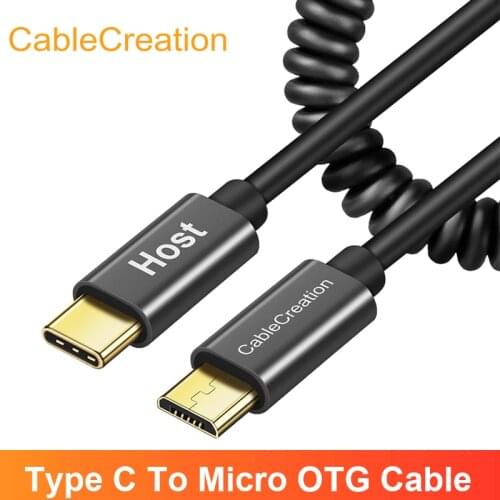 USB C to Micro USB Cable, CableCreation Coiled USB Type C to Micro B OTG Cable, Compatible Pixel XL 2, Galaxy S9/S9+,etc