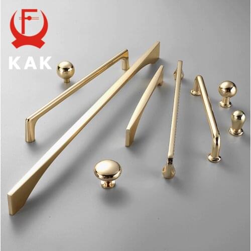 KAK Zinc Alloy Bright Gold Cabinet Pulls Light Luxury Stylish Kitchen Handles for Furniture Drawer Knobs Cabinet Hardware