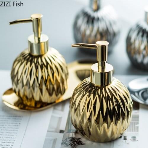 400ml Ceramic Liquid Soap Dispenser Creative Round Pressing Type Soap Bottle Bath Shower Liquid Bottle Bathroom Hardware