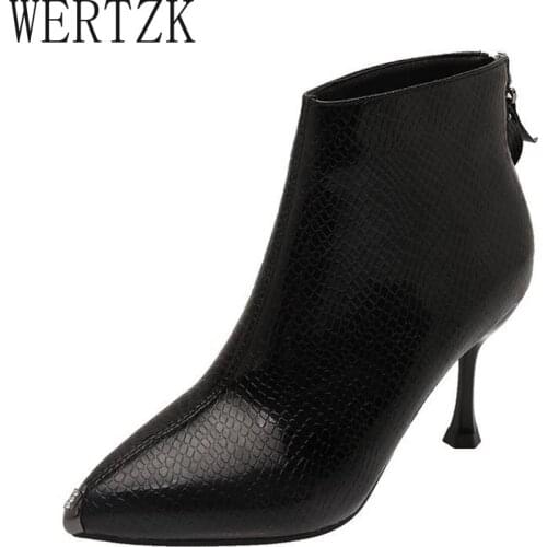 2021 Cresfimix Women Classic Pointed Toe Pu Leather Side Zipper Autumn Ankle Boots Lady Cool Beige Winter High Heel Boots