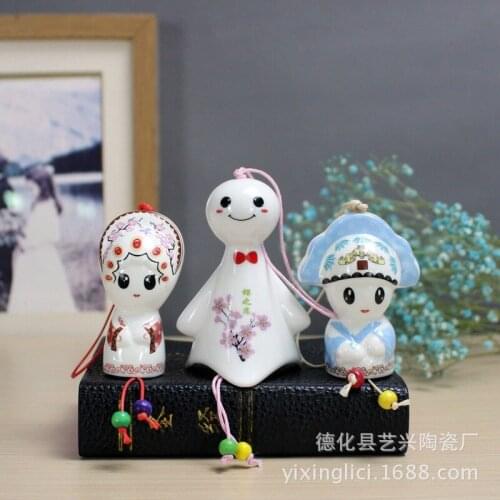 Creative Ceramic Japanese Wind Chimes Wedding Ornaments Couple Gifts Handmade Souvenirs Chinese Wind Chimes Ornaments