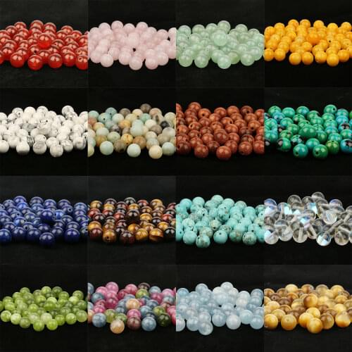 Amazonite Garnet Hematite Crystal Round Beads Natural Stone Beads Bulk Loose Spacer Beads for Jewelry Making 4-12mm DIY Bracelet