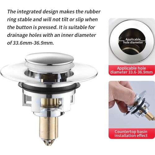 KITCHEN ACCESSORI DRAIN COVER Device Bounce Core Pop-Up Drain Bathroom Faucet Sink Basin Pop-Up Filter Hair Catcher Bath Stopper