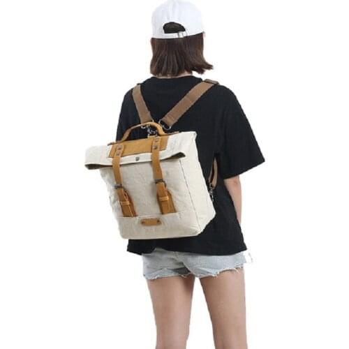M311 New Arrive Women Multifunctional Leather Backpack Travel Casual Canvas Backpack Rucksack Large School Bag For Teen Mochila