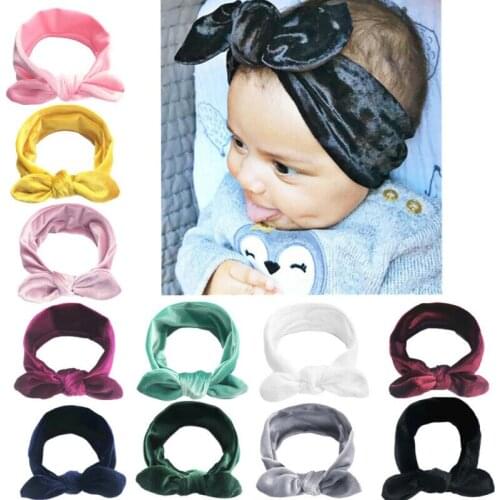 Cute Toddler Baby Girl Velvet Headband Bow Hair Princess Kids Girl Solid Bow Headwear 11Colors for Baby Girl