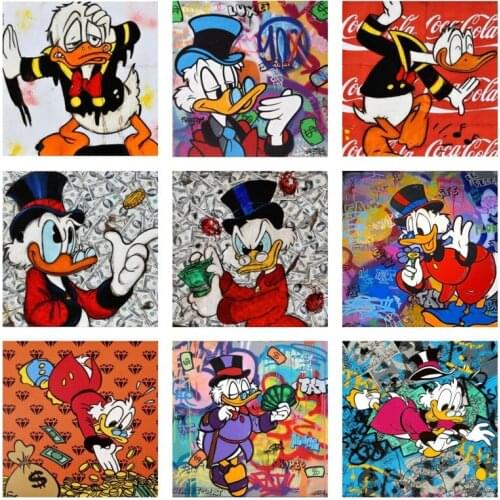 The Money Donald Duck Canvas Poster and Money Animals Cartoon Disney Street Anime Print Painting Abstract Wall Home Decoration