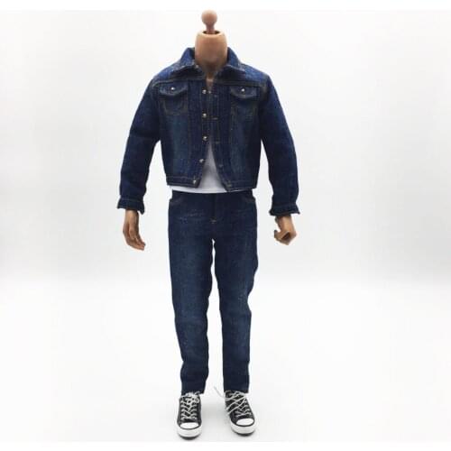 1/6 Scale Figure Male Denim Jeans Overcoat for Dragon DML 12 '' Action Figure