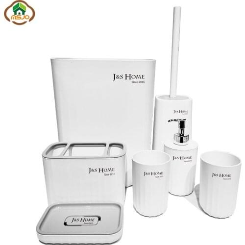 MSJO Bathroom Accessories Set Nordic Wave Series 7PCS/SET WC Plastic Household Tool Bathroom Products Toilet Accessories Set