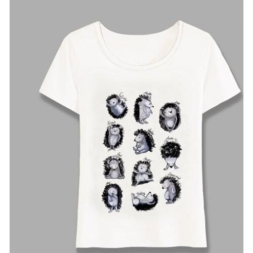 New Summer Womens Tops Hedgehogs Days Printed T-Shirt Funny Animal Design Women Vintage T Shirt Cute Girl Tees Harajuku