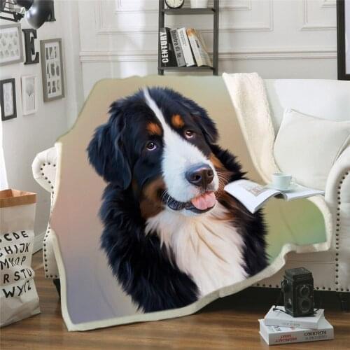 Custom DIY Print Throw Blanket on Bed Sofa 3D Animal Dog Sherpa Blanket Husky Bedspreads Thin Quilt