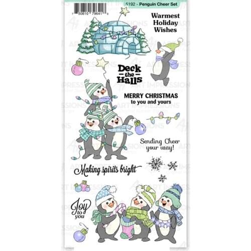 Christmas Penguin Cheer Clear Stamps Scrapbooking Stencil For Decor Embossing Stamp DIY Greeting Card Handmade 2021 New Year
