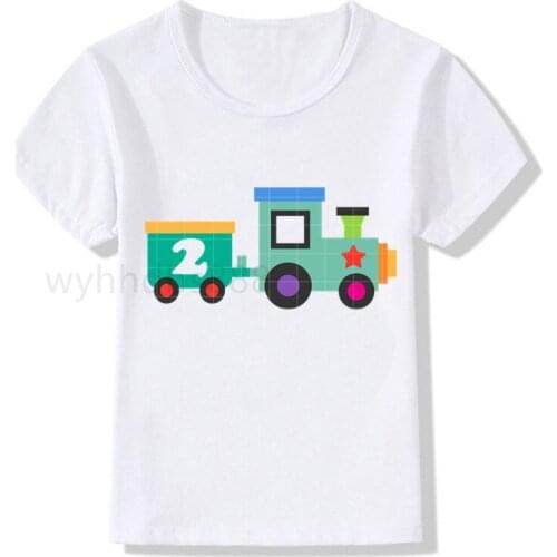 TRAIN Birthday Shirt Birthday T-Shirt Birthday Children Top Tee Party Shirt CAR Gift Fashion Baby Boy Clothes