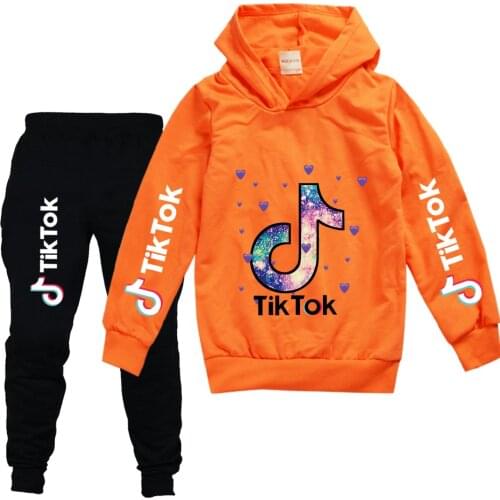 TIK TOK Kids Tracksuit Autumn boy Clothing Sets Cartoon Children Boys Girls Clothes Kids Hooded Pants 2 Pcs Suits