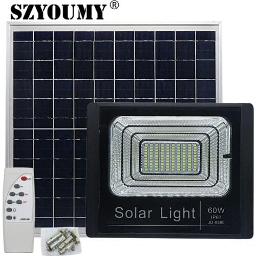 SZYOUMY 5pcs Solar LED Light Spotlight 10W/25W/40W/60W/100W Light Control Floodlight Street Lamp Waterproof IP67 With Remote
