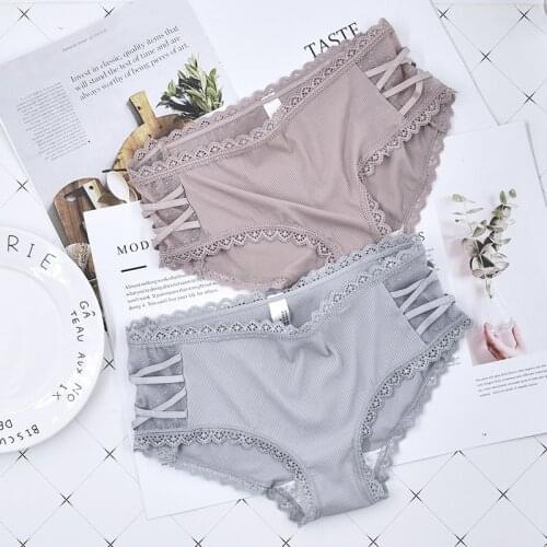 Ice Silk Floral Lace Women Lovely Cross Sexy Panties Underwear Seamless Briefs Female Transparent Panty Lingerie