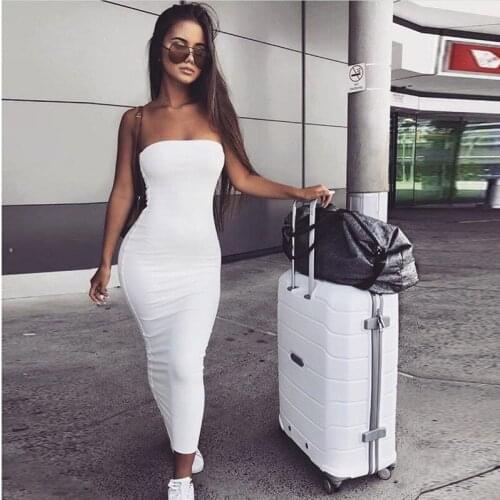 Strapless Party Midi Dress Summer Sexy White Bodycon Backless Bandage Dresses Wrap Chest Club Streetwear Dress Elegant Vestidos
