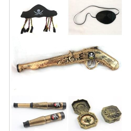 [Funny] Halloween cosplay Toys 5pcs/set Pirate Compass Binocular gun Blindfold hat set Toys Costume party kids child gift
