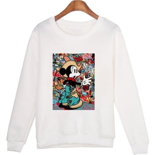 Mickey Mouse Print New Fashion Disney Pullover Sweatshirt Aesthetic Cartoon Women Casual Long Sleeve Hoodies Tops Dropship