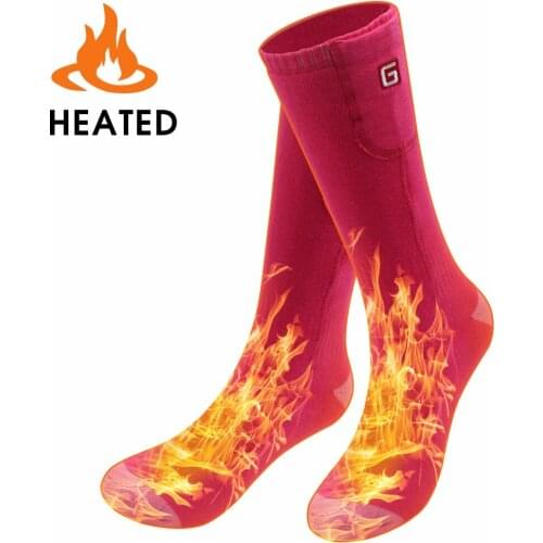 Girl Pink Winter Warm Socks 3.7V Recharegable Battery Heated Electric Heated Socks Women cold winter Long Socks