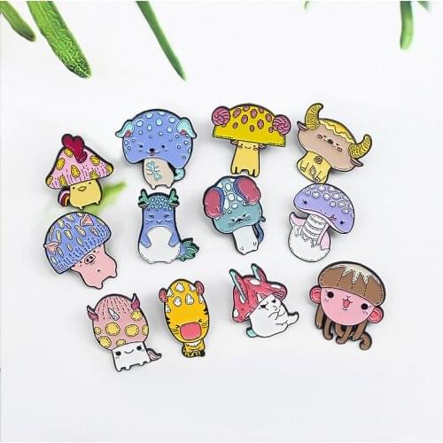 Zodiac Creative Badge Cute Animal Mushroom Hat Dress Up Cartoon Fashion Exquisite Brooch With Trendy Clothing Neutral Ins Style