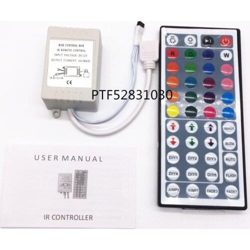 1PCS 44 Keys Dual Connectors IR Remote RGB Controller Output DC12V 2 Ports Dimmer For 3528 5050 SMD RGB LED Strip light Control