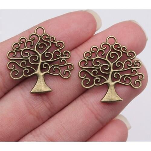 10PCS/lot 26x26mm World Peace Life Tree Charms Antique Bronze Color Pendants DIY Making Findings Handmade Tibetan Jewelry