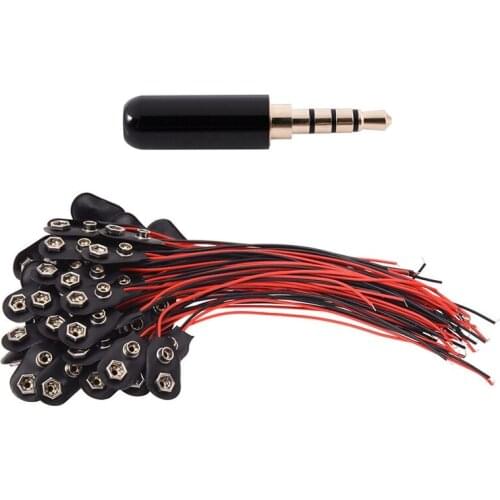 3.5mm 4 Pole Male Plug Solder Connector Gold Black with 50 Pieces 2 Wire Terminals 9V Batteries Clip Connectors Holder CNIM Hot