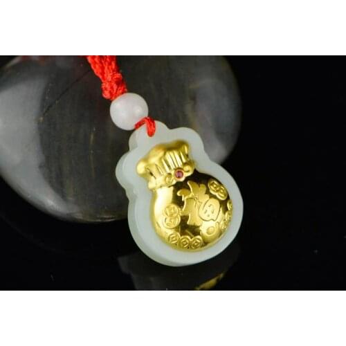 3D gold inlaid exquisite and Tian Yufu bag pendant h24