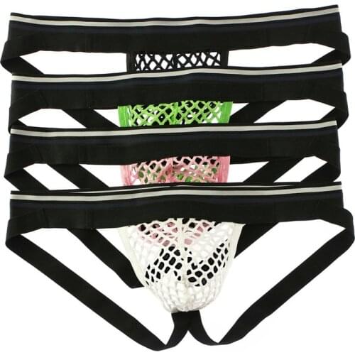 4PCS Sexy Mens Thong G-string Mesh Transparent Underwear Slip Homme Gay Panties Jockstrap Lenceria Hombre Erotica Thongs Tanga